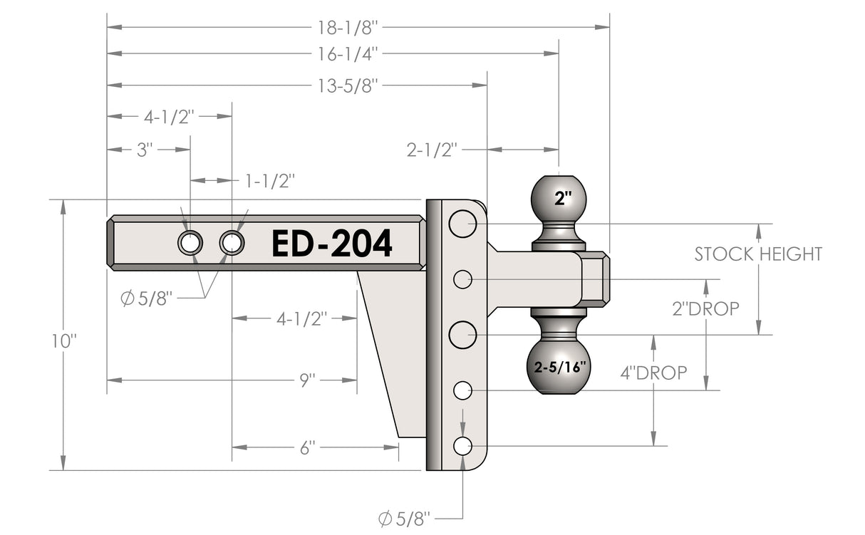 2.0” Extreme Duty 4” Drop/Rise Trailer Hitch