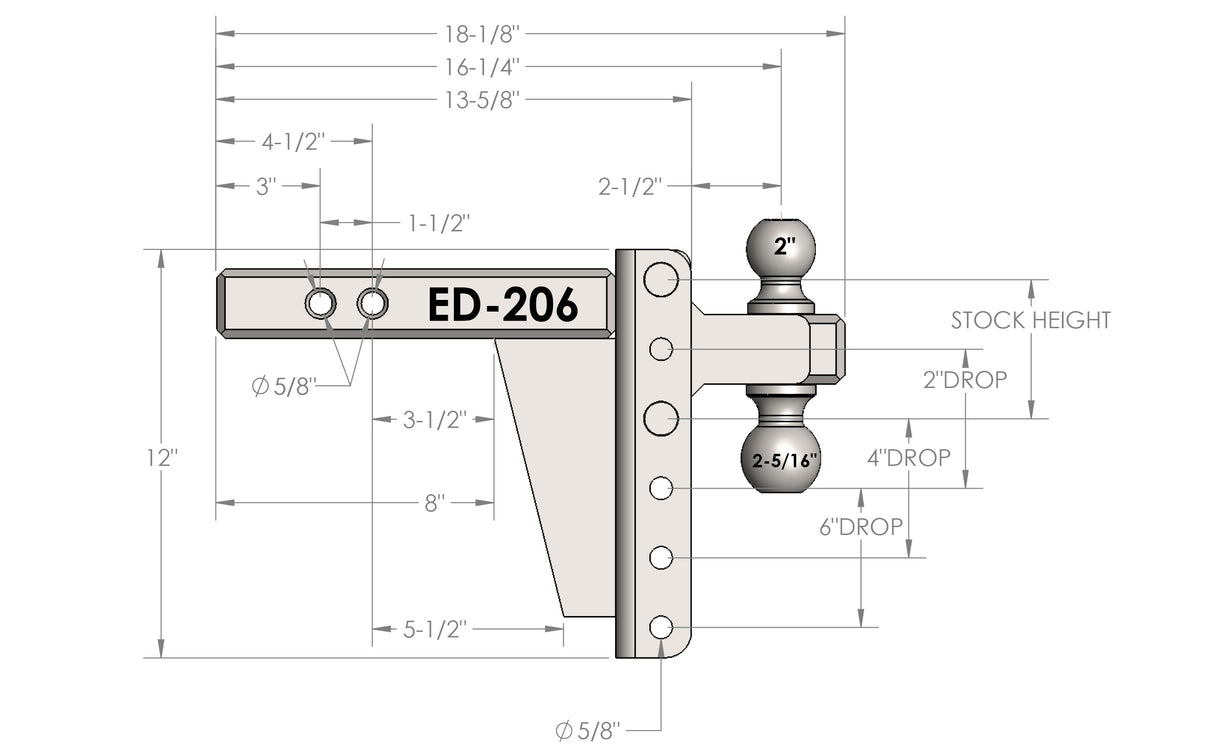 2.0” Extreme Duty 6” Drop/Rise Trailer Hitch