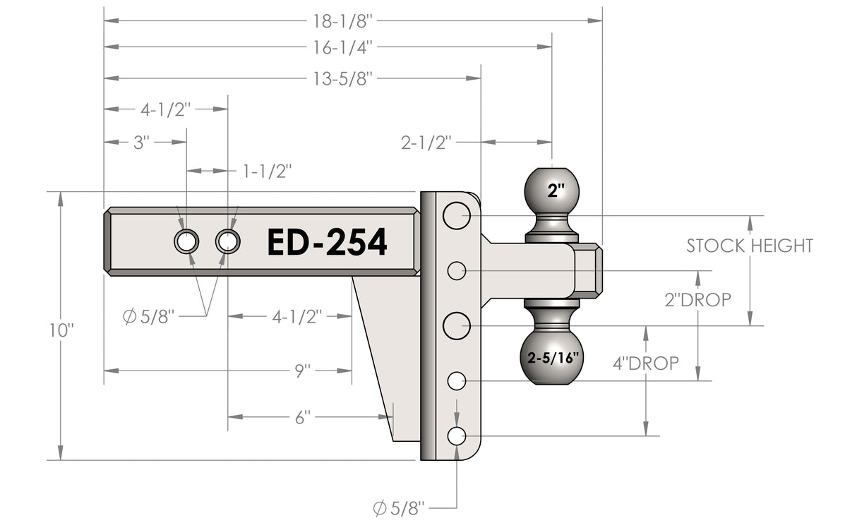 2.5” Extreme Duty 4” Drop/Rise Trailer Hitch