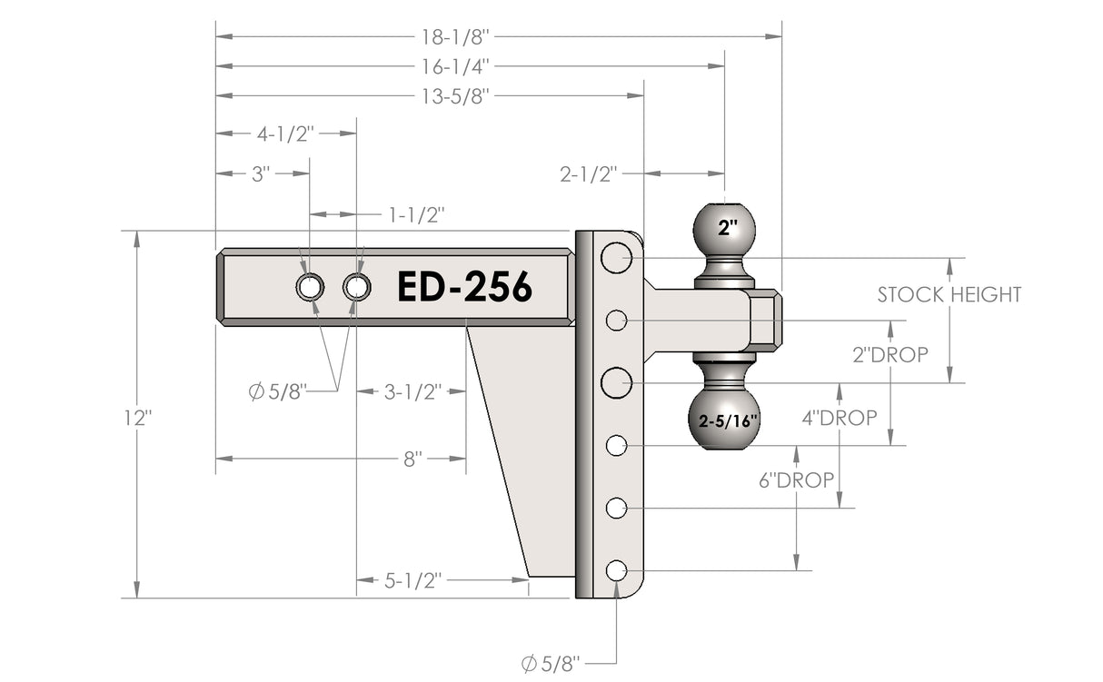 2.5” Extreme Duty 6” Drop/Rise Trailer Hitch