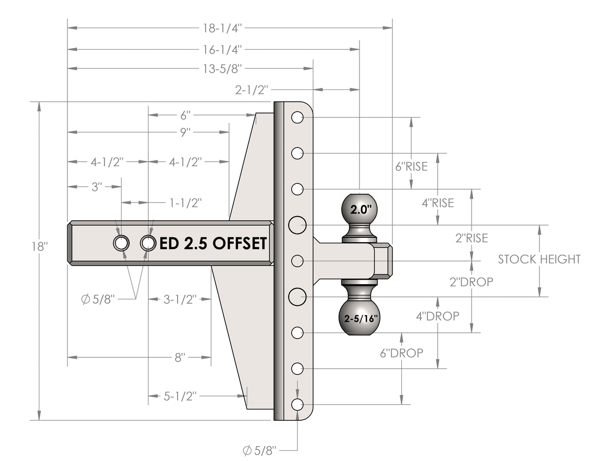 2.5” Extreme Duty 4” & 6” Offset Trailer Hitch