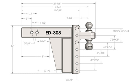 3.0” Extreme Duty 8” Drop/Rise Trailer Hitch