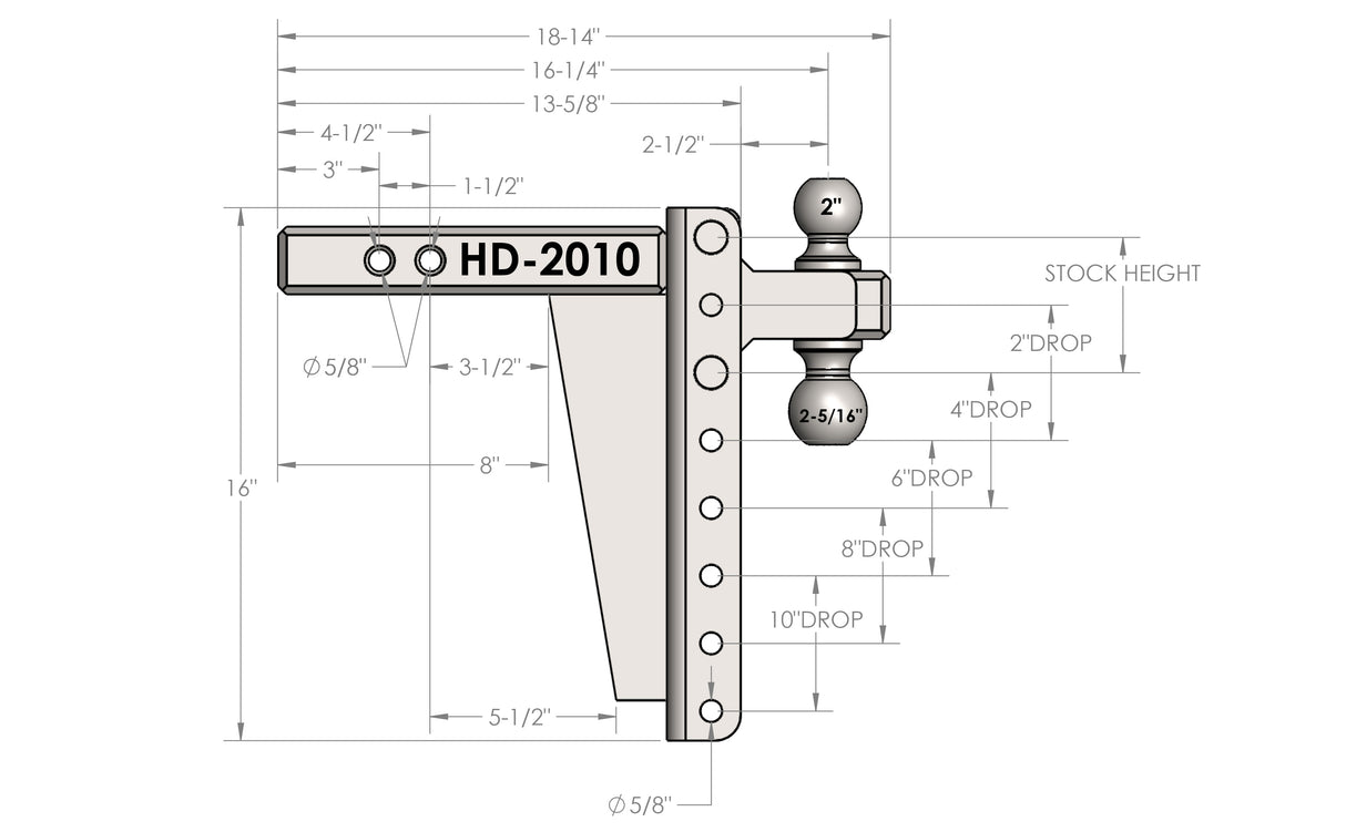 2.0” Heavy Duty 10” Drop/Rise Trailer Hitch