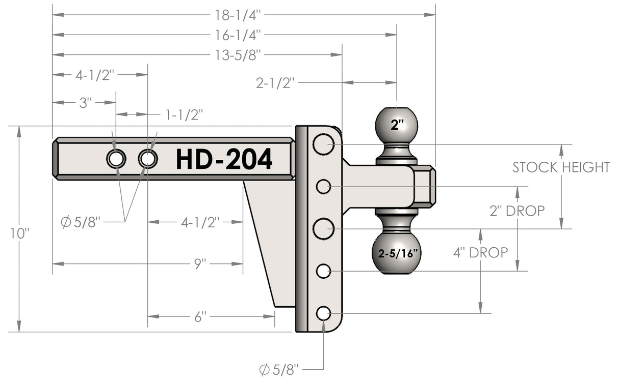 2.0” Heavy Duty 4” Drop/Rise Trailer Hitch