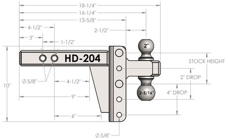 2.0” Heavy Duty 4” Drop/Rise Trailer Hitch