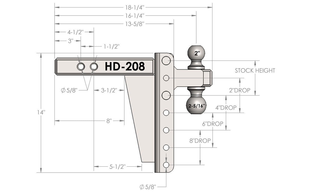 2.0” Heavy Duty 8” Drop/Rise Trailer Hitch