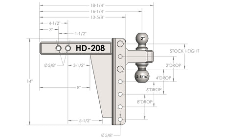 2.0” Heavy Duty 8” Drop/Rise Trailer Hitch