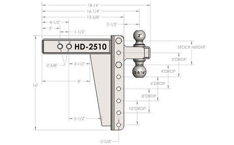 2.5” Heavy Duty 10” Drop/Rise Trailer Hitch