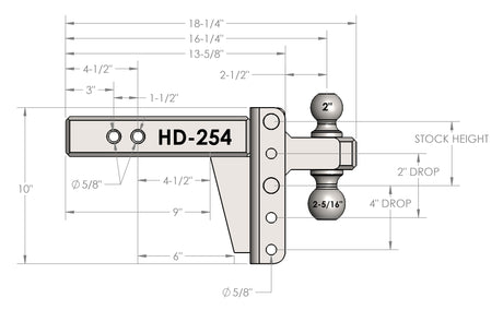 2.5” Heavy Duty 4” Drop/Rise Trailer Hitch