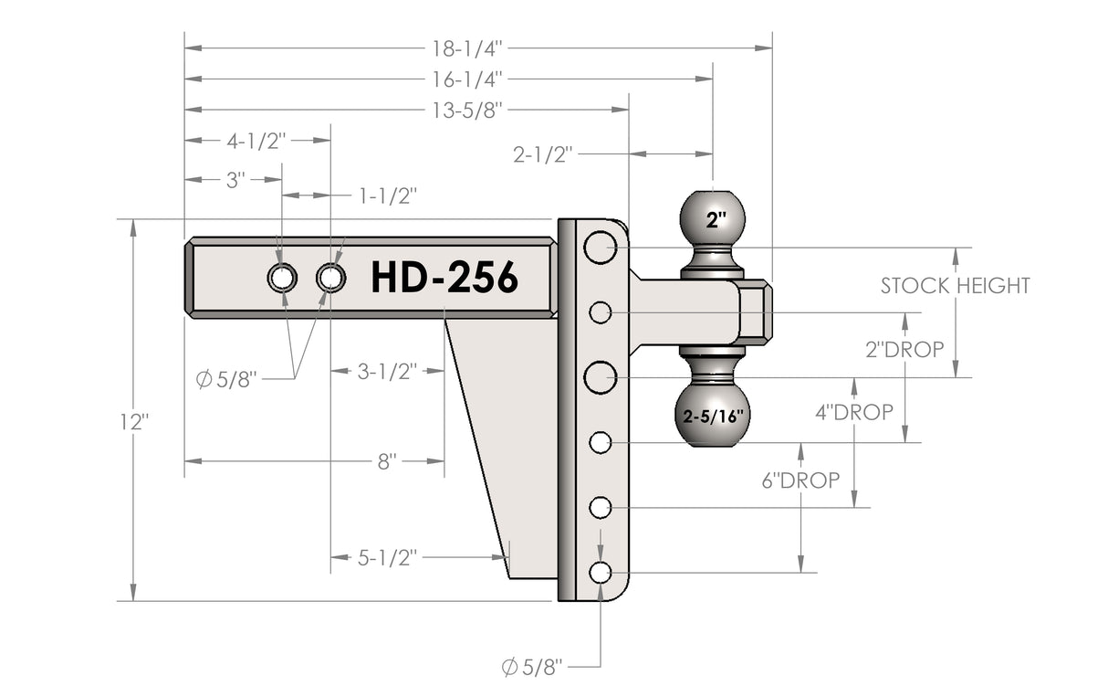 2.5” Heavy Duty 6” Drop/Rise Trailer Hitch
