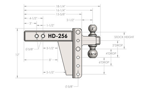 2.5” Heavy Duty 6” Drop/Rise Trailer Hitch