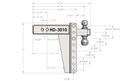 3.0” Heavy Duty 10” Drop/Rise Trailer Hitch