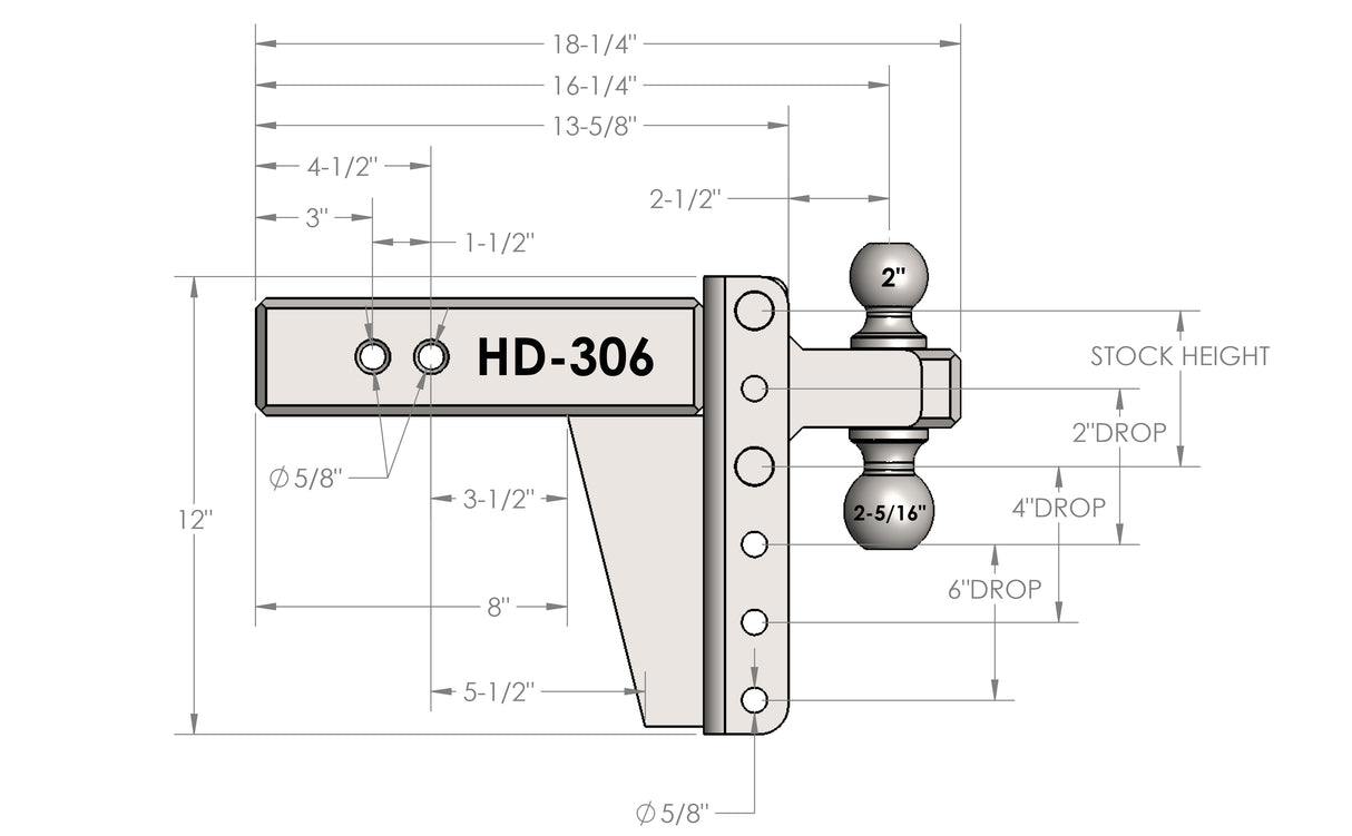 3.0” Heavy Duty 6” Drop/Rise Trailer Hitch