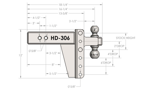 3.0” Heavy Duty 6” Drop/Rise Trailer Hitch