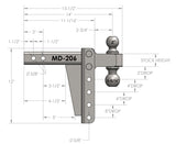 2.0” Medium Duty 6” Drop/Rise Trailer Hitch