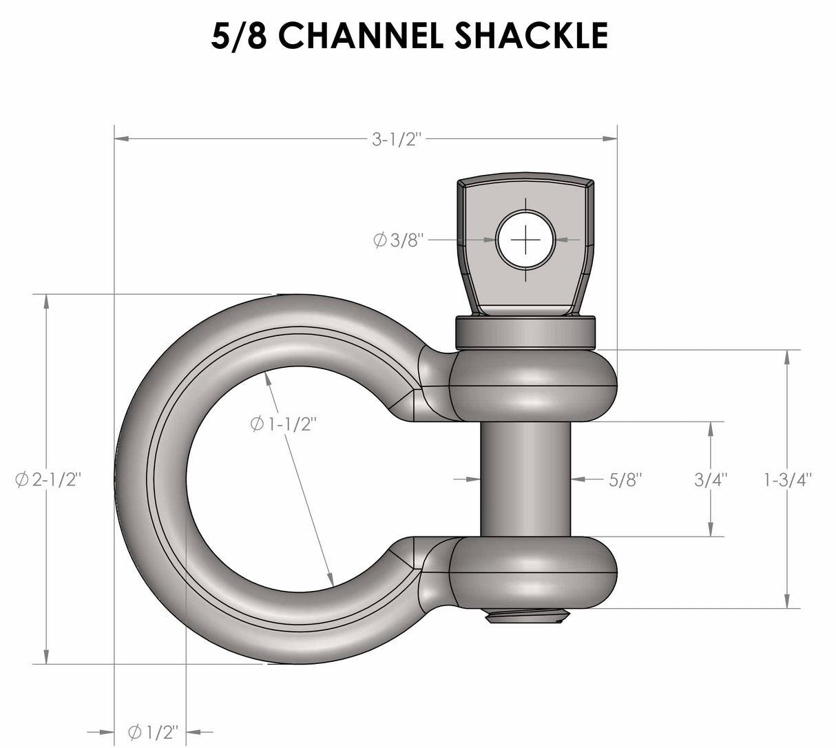 5/8" Channel Shackle for Safety Chains (2 Pack)