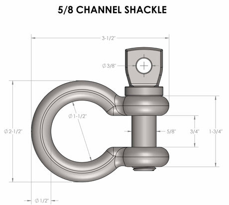 5/8" Channel Shackle for Safety Chains (2 Pack)